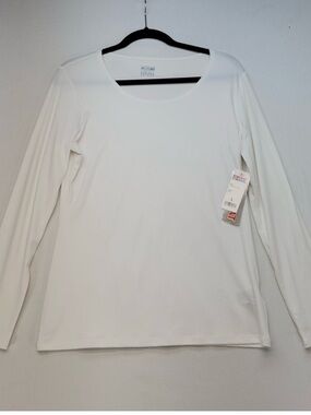 32 Degrees Heat Base Layer Top Womens Small White Scoop Neck Long Sleeve NWT